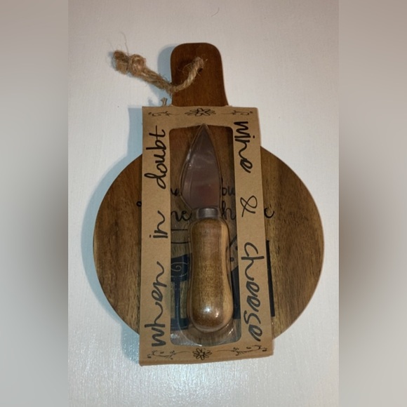 NEW JOZIE B WHEN IN DOUBT WINE AND CHEESE Acacia Wood Serving Board & Knife … - Picture 2 of 5